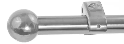Produktbild von Edelstahl Look Gardinenstange 20mm Wandträger 1-läufig Kugel, Länge wählbar D50 E33 R