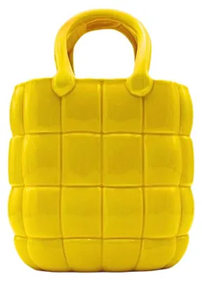 Keramik-Vase Handtasche Gelb 18x10x25 cm Tischvase