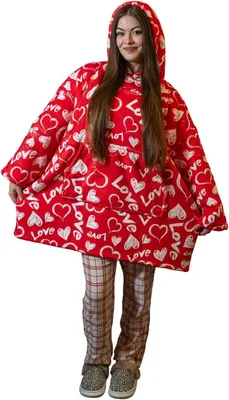 Produktbild von Decke Hoodie Kocobluza Oversize Fleece Warm Weich mit Kapuze Rot
