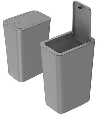 Produktbild von Schlanke 9L Prullenbak mit Deckel, grau, für Küche, Bad