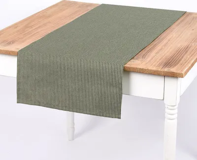 Produktbild von Tischläufer Dobbystoff Streifen grün beige 40x160cm von SCHÖNER LEBEN.