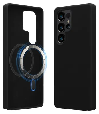 Produktbild von kwmobile Hülle kompatibel mit Samsung Galaxy S25 Ultra Hülle - magnetisches Silikon Case kompatibel mit MagSafe - Cover gummiert Schwarz