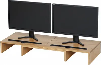 Obrázek produktu pro Bambusový stojan na monitor - nastavitelný, pro 2 obrazovky