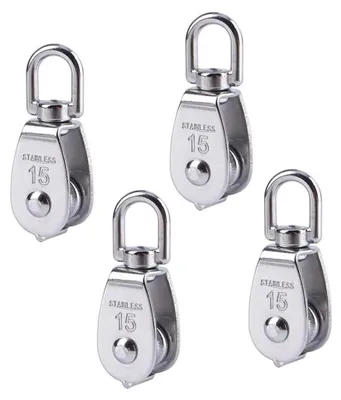 Produktbild von 4 Stück Einzel-Umlenkrolle aus Edelstahl 304, Einzel-Umlenkrolle für viele Anwendungen, Garage, Maschinenbeladung, Vorhang, Wäscheleine, Hunde-Umlenkrollensystem usw.