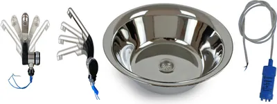 Immagine prodotto di Lavello in acciaio inox 32 cm rotondo Lavello per camper + pompa per rubinetto