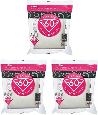 Produktbild von Hario V60 Größe 02 - 3 Packungen 100 Weißbuch Kaffeefilter  insgesamt 300 Papierfilter 3x VCF-02-100