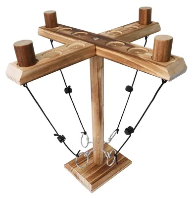 Immagine prodotto di Gioco di lancio degli anelli fatto a mano per 4 giocatori, giocattolo in legno