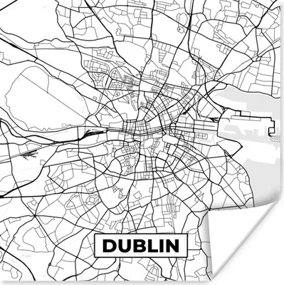 Produktbild von MuchoWow® Poster Karte - Dublin - Stadtplan - Schwarz und weiß - Karte 50x50 cm - Wohnzimmerdekoration