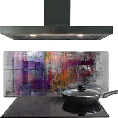 Produktbild von Spritzschutz aus Glas Küchenrückwand - Wandschutz für Herd und Spüle - 125x50 cm - Abstrakte Malerei