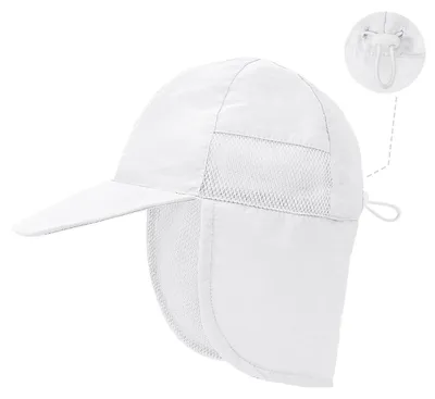 Produktbild von Baby Sonnenhut mit Nackenschutz UV-Schutz 50+ Kinder Sommermütze Weiß 4-8 Jahre