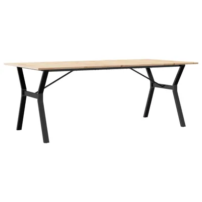 Image de Table à manger cadre en Y 200x100x75cm bois de pin massif acier