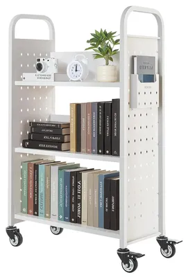 Produktbild von Bücherwagen – Bücherwagen auf Rollen – Bücherkarren – Rollbarer Bücherregal – Bücherregal – Hohe Tragfähigkeit: 350 kg
