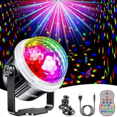 Productafbeelding van Disco-verlichting met 360° rotatie, muziekgestuurd, inclusief 4 meter USB-kabel en afstandsbediening - [Dynamisch sterrenpatroon-effect] - Feestverlichting voor verjaardagsfeestjes en evenementen in de woonkamer [+++]
