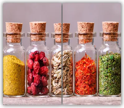 Produktbild von Tulup Glas-Herdabdeckplatte - 2x30x52cm - Glaskeramikkochfeld-Abdeckung Spritzschutz Zweiteilig Bunte Gewürze