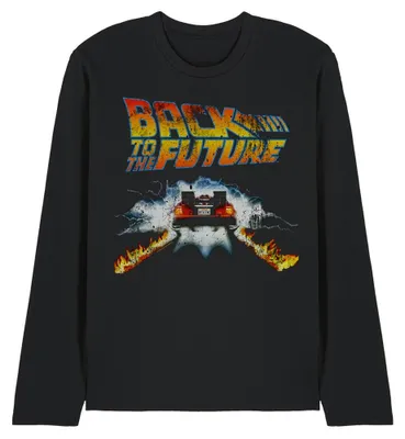 Image de T-shirt "Retour vers le futur" pour hommes/femmes, coupe unie, manches longues, modèle TV35302 (taille L), couleur noire