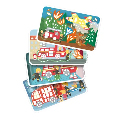 Produktbild von PlayMais 160468 FUN TO PLAY Zusatzset Feuerwehr, Kartonvorlagen, bunt, 14-teilig (1 Set)