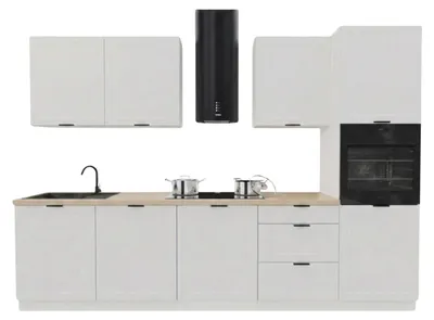 Obrázek produktu pro Kuchyňská linka 300 cm - s béžovou pracovní deskou - Bílá matná - tiché dovírání - Hliníkové úchytky - Kuchyňský nábytek - ADELE