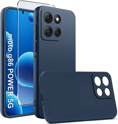 Zdjęcie produktu dla Etui Granatowe Matowe Silikon Slim do Motorola G86 Power + SZKŁO 9H