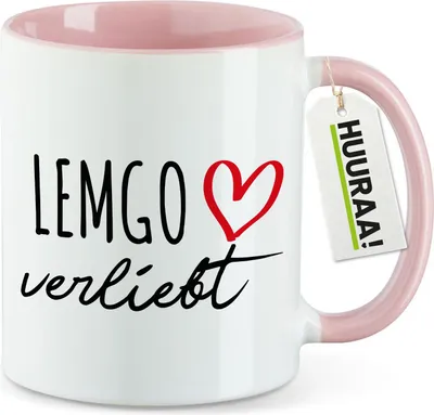 Produktbild von Huuraa Kaffeetasse Lemgo verliebt 330ml Rosa Keramik Kaffeebecher Geschenkidee