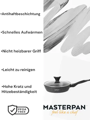 Produktbild von MASTERPAN Aluminium-Antihaftpfanne mit Marmorbeschichtung, mit Deckel 20cm MP3212