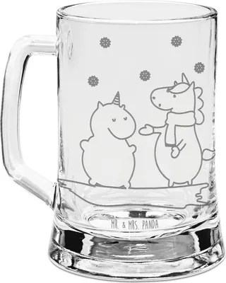 Produktbild von Mr. & Mrs. Panda Seidel Einhorn Schneemann - Transparent - Geschenk, Glaskrug, Bierkrug Glas, Handschuhe, Bierhumpen, Krug, Schnee, Kuchen, Unicorn, Weihnachten, Humpen