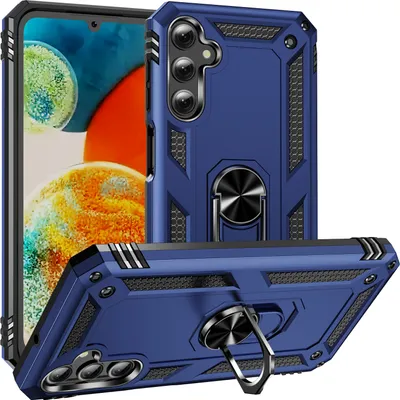 Produktbild von Schutzhülle für Samsung Galaxy A24 4G, Dual Layer Robust Militäre Fallschutz Hülle mit Ringhalterung Ständer Blau