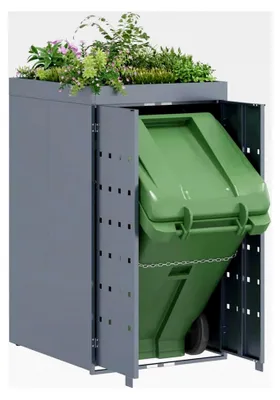 Produktbild von Rollabfallbehälter mit Pflanzdach für 240L Behälter, Mülltonnenbox für Großvolumen, wetterfester Gartenschrank für Reihenhäuser und Mehrfamilienhäuser