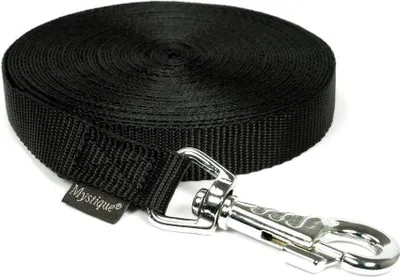 Produktbild von Mystique® Nylon Schleppleine 20mm schwarz 15m robust Karabinerhaken