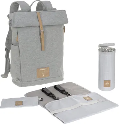 Produktbild von LÄSSIG Wickeltasche Rolltop Rucksack inkl Wickelauflage grau melange
