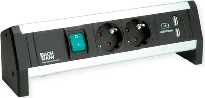 Immagine prodotto di BACHMANN DESK 1x interruttore 2x CEE7/3 Caricatore doppio USB, GST18, CEE7/7