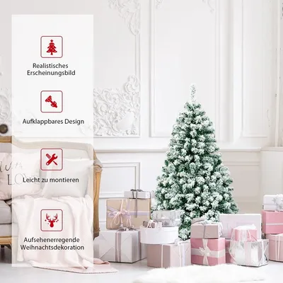 Produktbild von 135 cm künstlicher Weihnachtsbaum mit Lichtern und Schnee