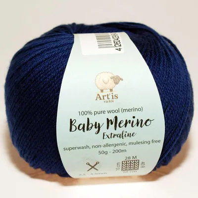 Obrázok produktu pre Baby Merino Extrafine Art'is Yarn 100 % vlna | Bez mulesingu a superwash (50 g / 200 m) (470 tmavomodrá)