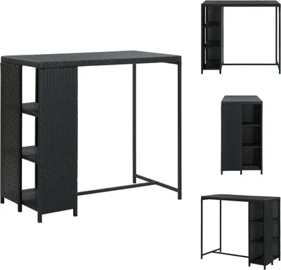 Obrázek produktu pro vidaXL Barový stůl s policí černý 120x60x110 cm polyratan - Jídelní stoly