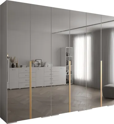 Produktbild von MEBLE KRYSPOL Inova 1 Schrank Spiegel - 236,7x300x47cm - Weiß Weiß Gold