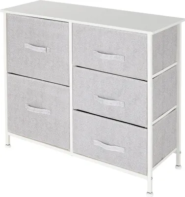 Produktbild von ML Design Kommode aus Stoff mit 5 Schubladen, 80x30x70 cm Weiß, Metall-Regal/MDF-Platte