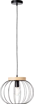 Produktbild von Hängelampe, Ø 36 cm, E27, max. 40W, kürzbar, Metall/Holz, schwarz/holz