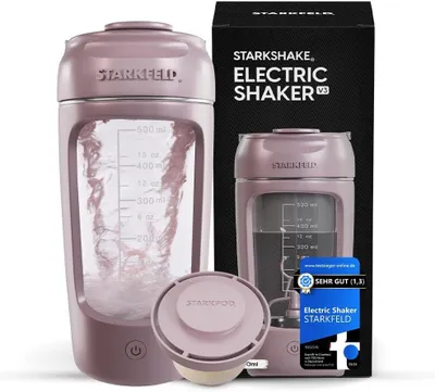 Immagine prodotto di STARKSHAKE® V3 - Il miglior shaker elettrico | Frullati proteici senza grumi grazie ai 7000 giri/minuto | Carica rapida | 60+ frullati per carica con STARKPOD | Rosa