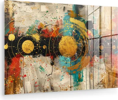 Produktbild von MuchoWow Glasbilder - Bilder auf Wandbild - Foto auf Glas Kunst - Abstrakt - Ästhetisch - Gold 60x40 cm Wanddekoration aus Glas - Acrylglasbild - Acrylbilder - Glasfotos