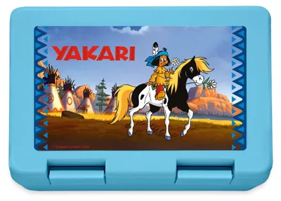 Produktbild von Spreadshirt Yakari und kleiner Donner auf Erkundungstour Brotdose Lunchbox, One size, Saphirblau