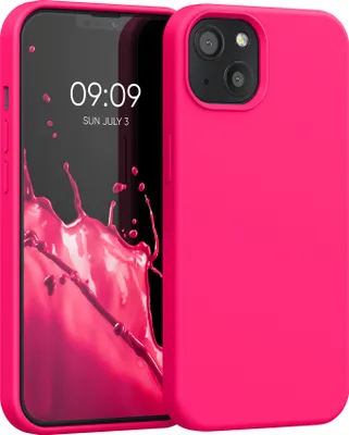 Produktbild von kwmobile Handyhülle für iPhone 13 Hülle, für iPhone 13 Case - Hülle Silikon - kabelloses Laden - Neon Pink
