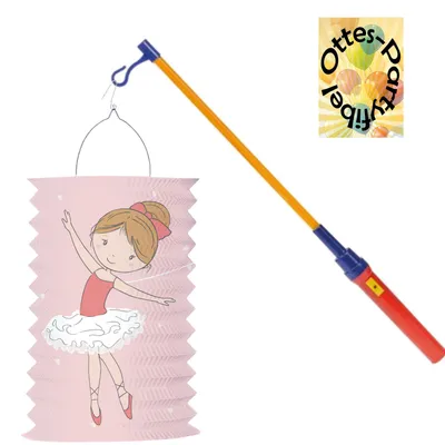Produktbild von Ballerina-Laternen-Set Zuglaterne Lampion Little Dancer + LED Laternenstab Leuchtstab