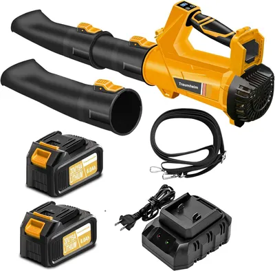 Produktbild von Akku Laubbläser mit 2×6.0Ah Akkus & Ladegerät, 540CFM/170MPH, 6-Stufen Gebläse, Elektrischer Laubgebläse für Garten, Terrasse & Auto