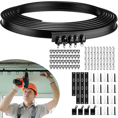 Produktbild von 5 Meter Biegbare Decke Gebogen Vorhangschiene, Flexible Decken Vorhang Halterung, für Vorhangschien mit Schienen Bettvorhänge