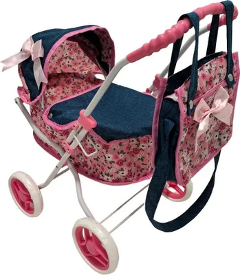 Productafbeelding van Wandelwagen voor poppen, diep model met tas - MarioToys
