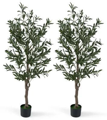 Künstlicher Olivenbaum 150 cm, 2er-Set, Kunstpflanze im Topf