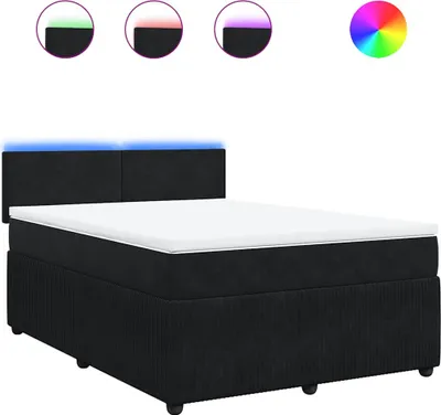 Produktbild von vidaXL Boxspringbett mit Matratze Schwarz 160x200 cm Samt