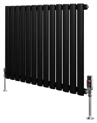 Productafbeelding van Radiator met thermostaaf en chromen ventiel – 600mm x 780mm – Zwart