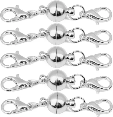 Produktbild von 5 Stück Halsketten-Verbinder, vielseitig einsetzbar, runde Kugel, magnetisch, glänzend, kein Verblassen, DIY-Schmuck, reines Kupfer, Halskette, Magnetverschlüsse, Armband, Kettenschnallen, Heimgebrauch-Silber