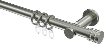 Produktbild von Interdeco Gardinenstange / Vorhangstange Edelstahl-Optik, Typ Platon Estana (Glitzerkappe), 20 mm Ø 1-läufig, 600 cm