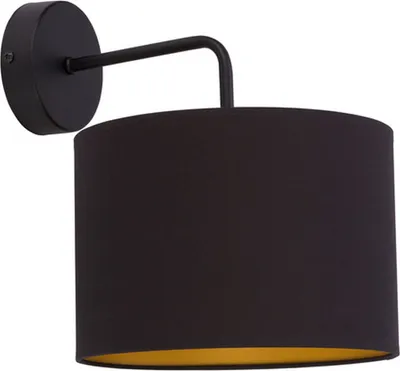 Produktbild von Wohnliche Wandlampe ALICE Schwarz Gold Stoff Modern E27 Schlafzimmer Wohnzimmer Wandleuchte